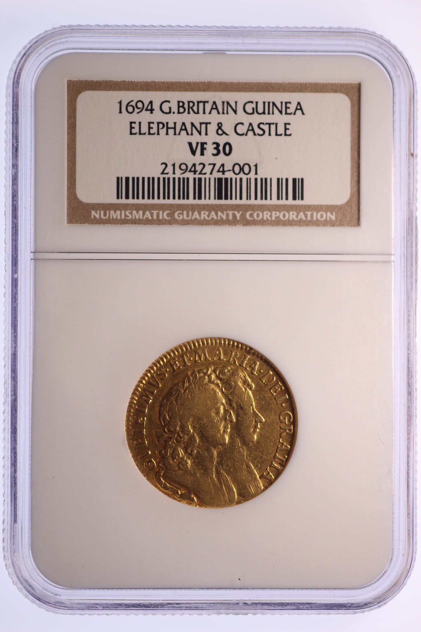 1694 Great Britain - William & Mary - Elephant & Castle - 1 Guinea